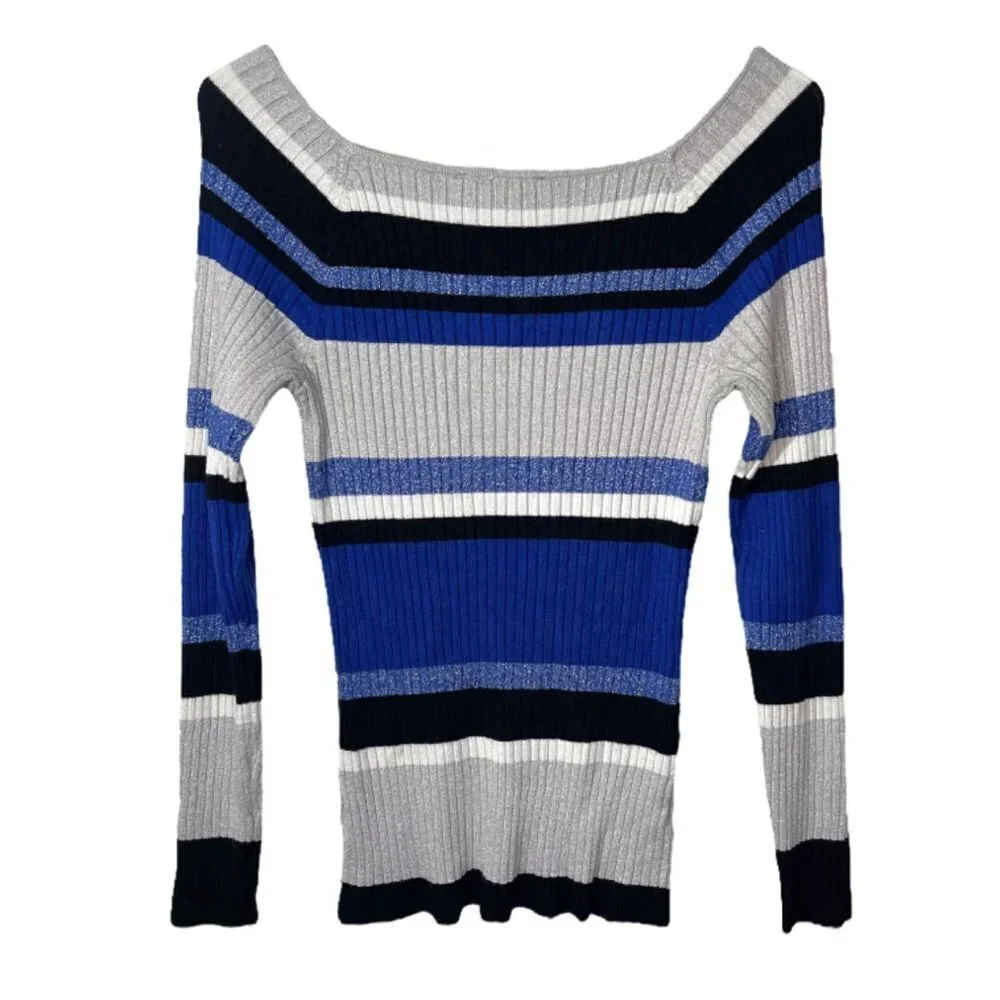 INC International Concepts Metallic Striped‎ Sweater size M